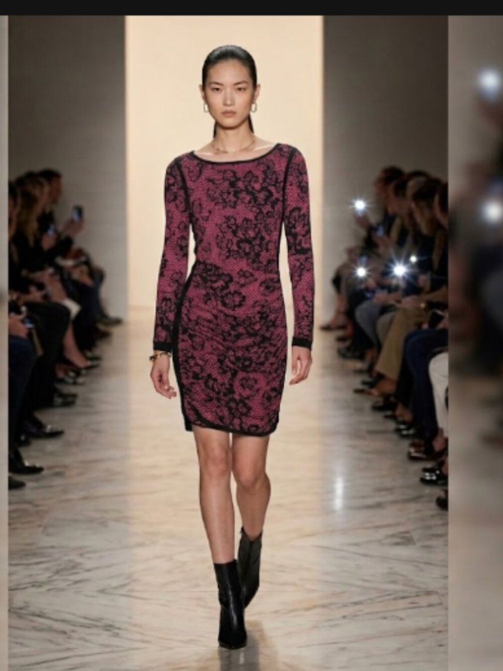 Express Sweater Dress Black Red Floral Lace Print